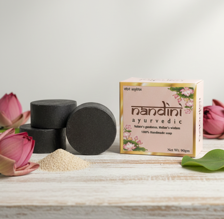 Nandini Ayurvedic handmade soap box with aloe vera, turmeric, lotus and licorice root
